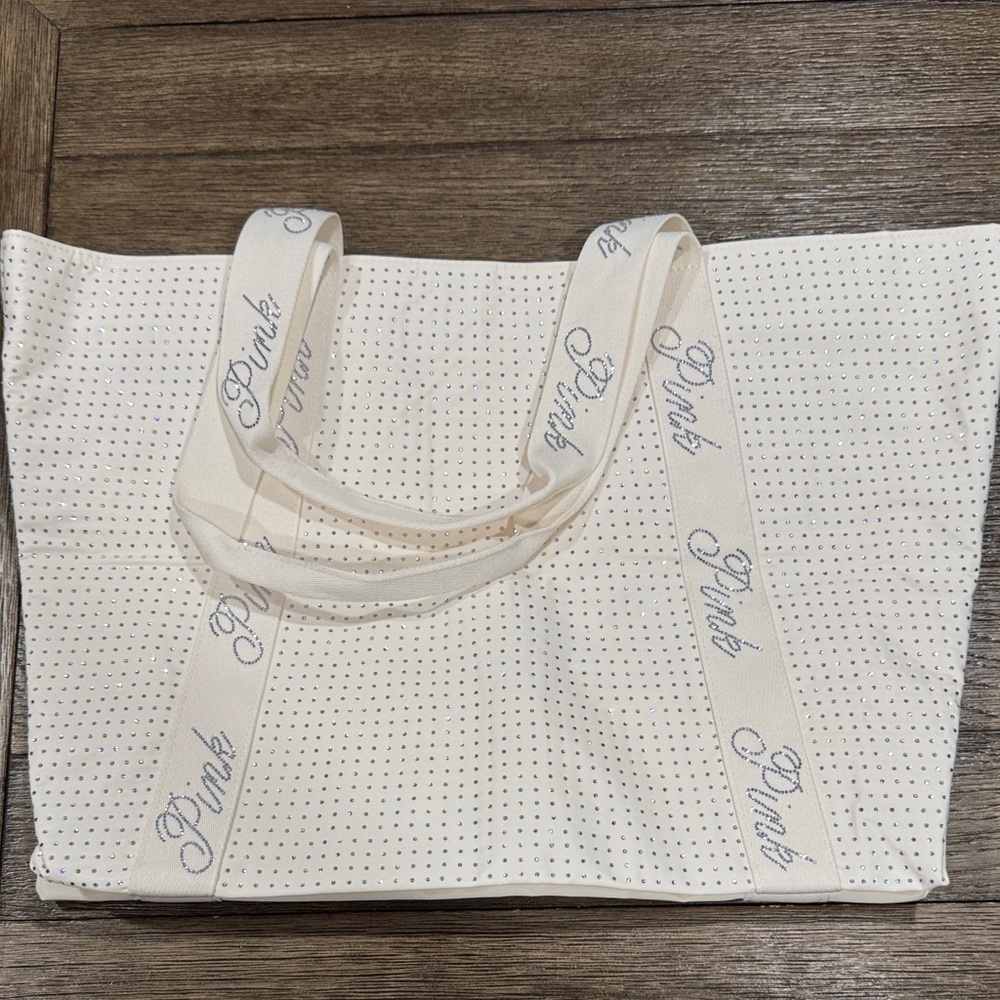 PINK Victoria's Secret White Tote with Logo Straps
